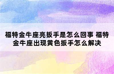 福特金牛座亮扳手是怎么回事 福特金牛座出现黄色扳手怎么解决